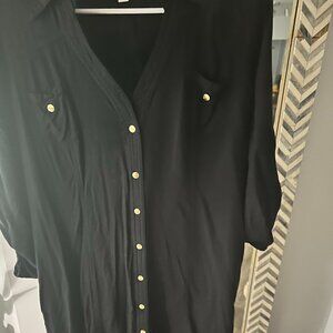 Guess Button Down Shirt Dress Black- XL